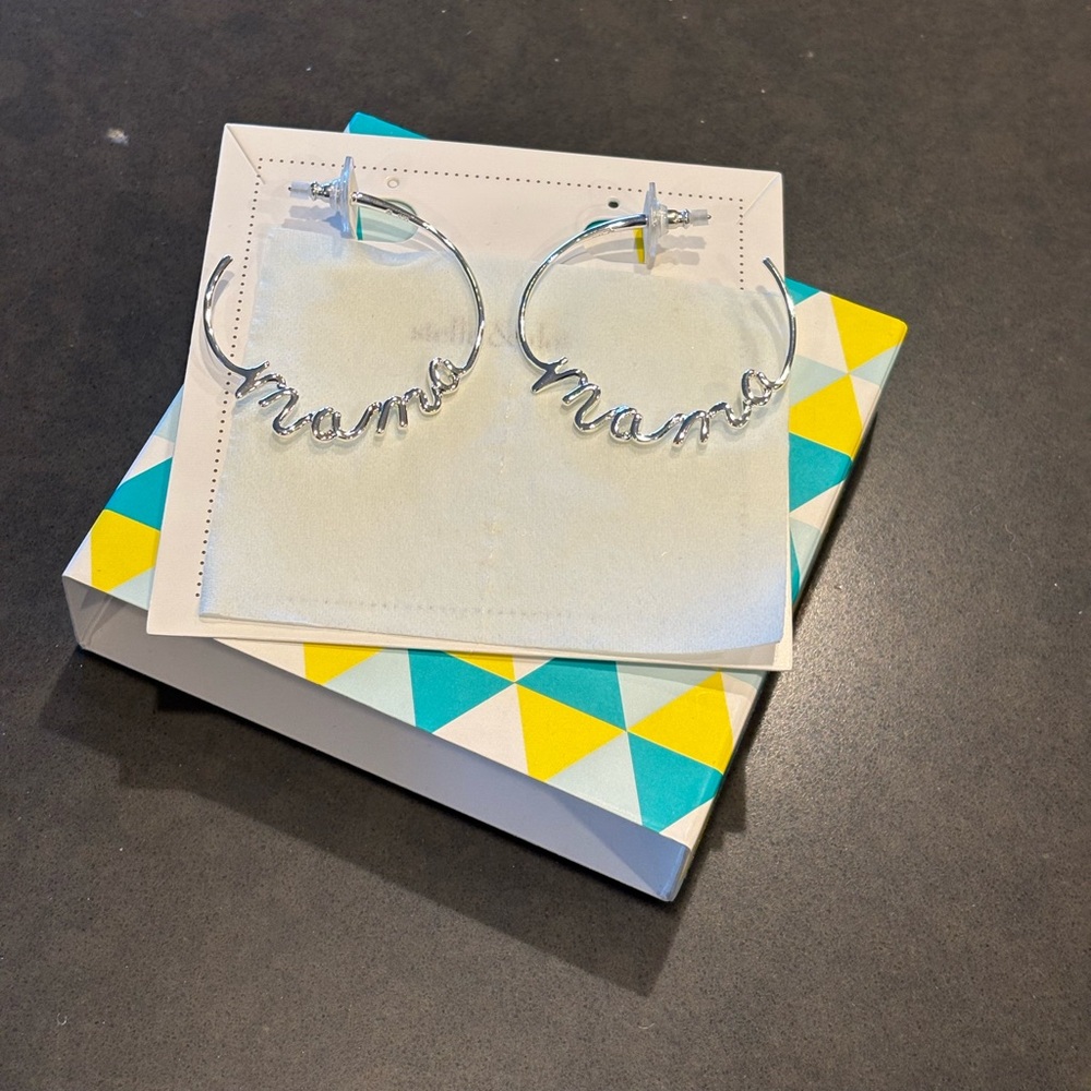 Stella & Dot Mamma Silver Hoop Earrings